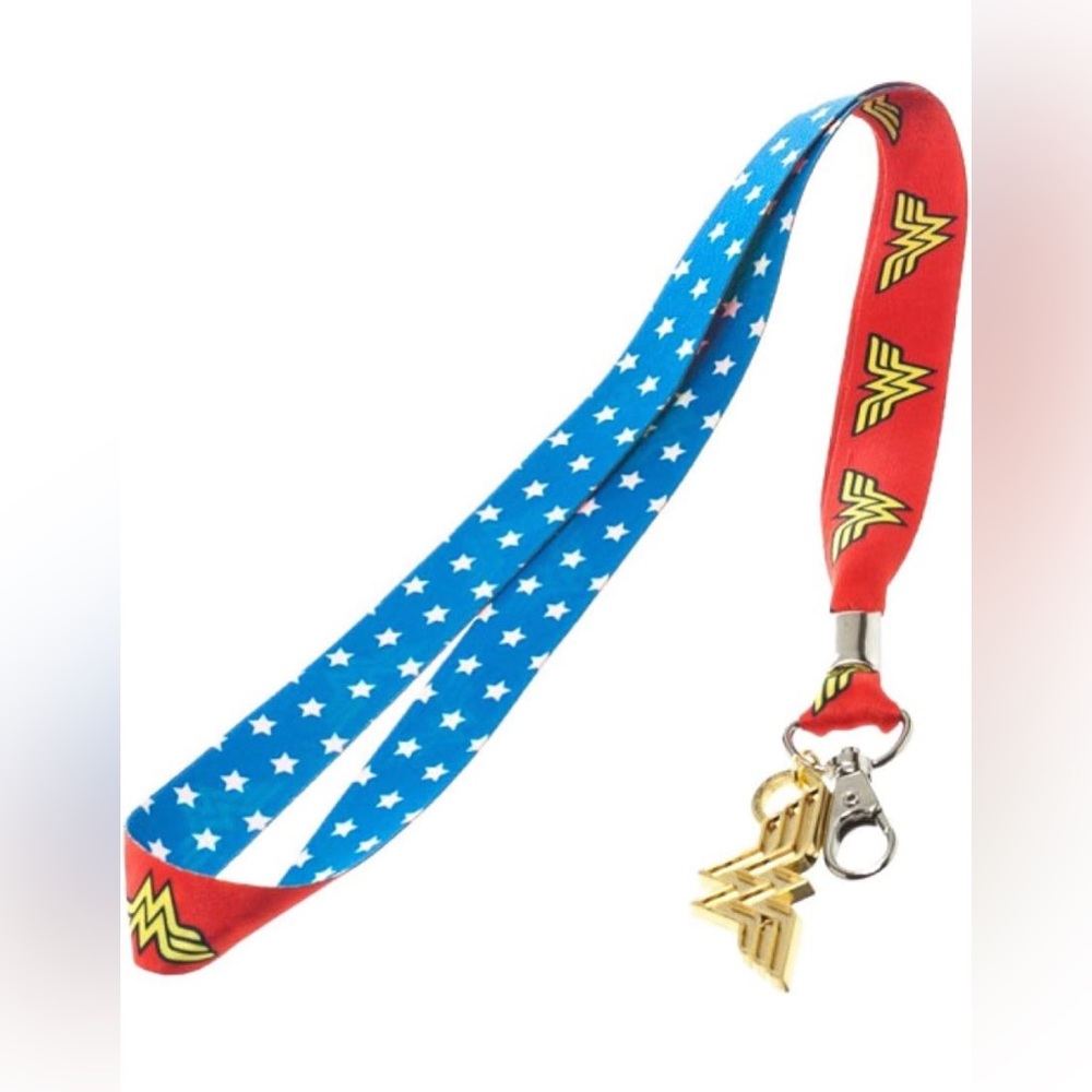 Wonder Woman Lanyard with Metal Charm and Clear ID Holder